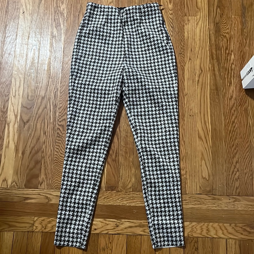 Zara brown houndstooth skinny trousers, medium
